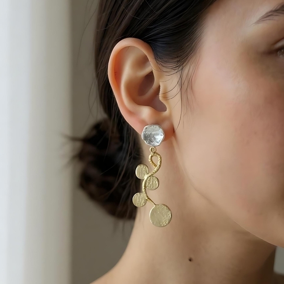 🆕️Turkish Artisan 18K Gold Plated Brass Handcrafted Luxury  Statement Earrings - Picture 4 of 14